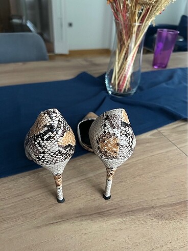 39 Beden camel Renk Mango Yılan Derisi Stiletto