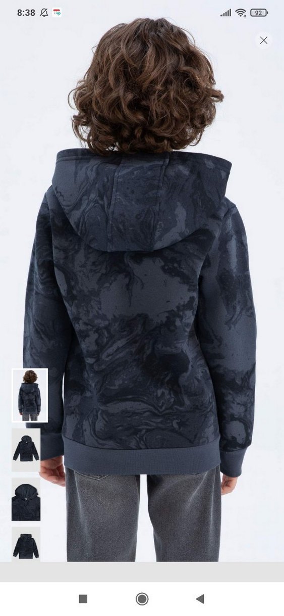 Erkek Çocuk Gri Batik Desenli Kapüşonlu Sweatshirt - Görsel 2