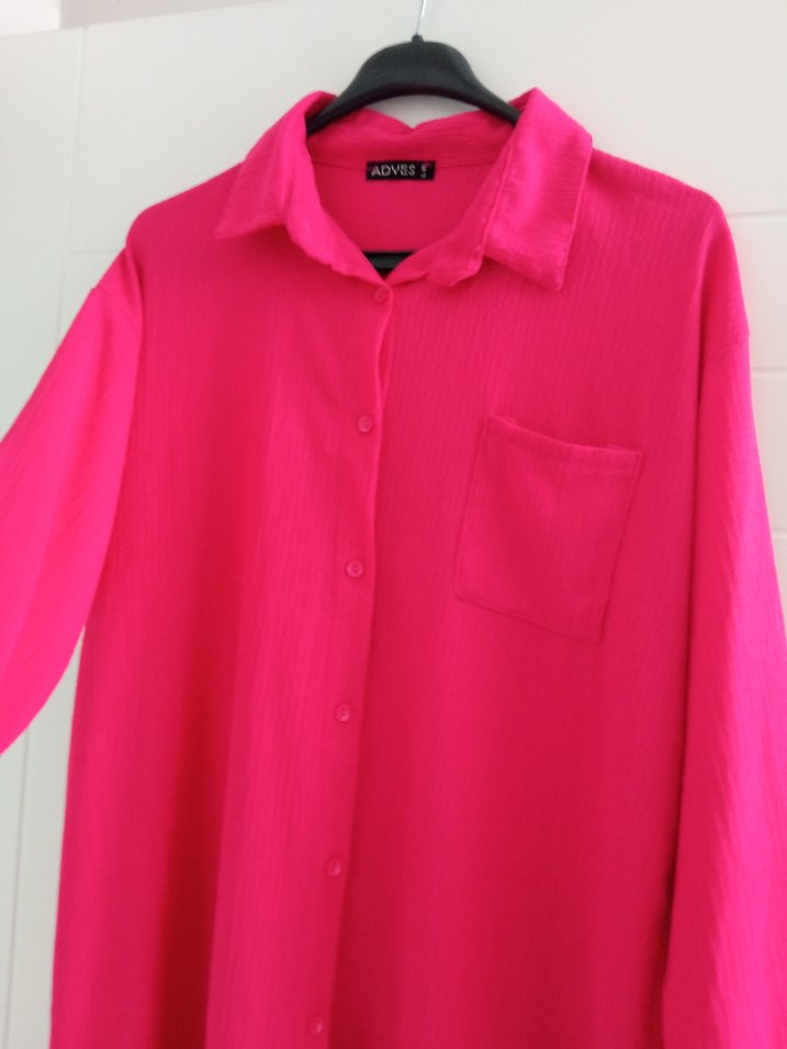 Pembe Düğmeli Uzun Kollu tunik - Görsel 3