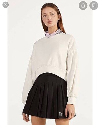 bershka siyah pileli etek
