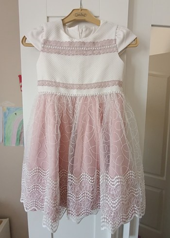 Dantel Detaylı Kız Çocuk Pembe Elbise