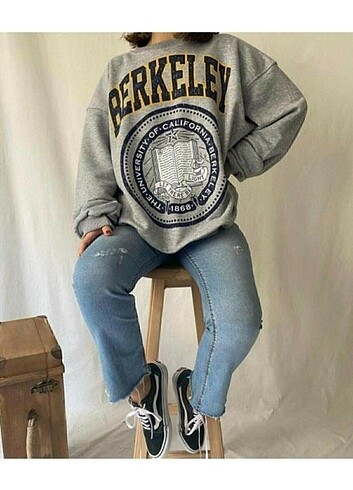 Kadın Gri Berkeley Baskılı Sweatshirt 