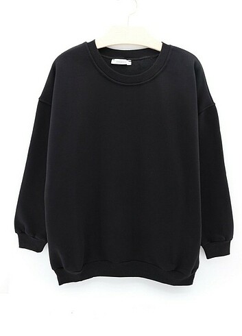 Unisex Siyah Düz Oversize sweatshirt 