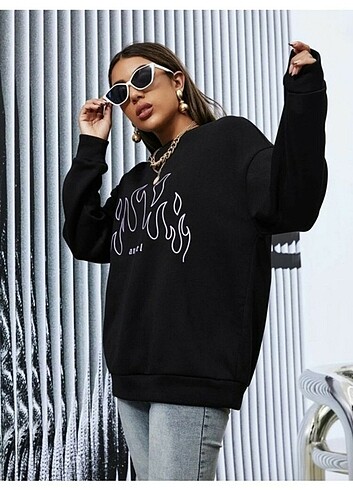 Unisex angel baskılı sweatshirt 