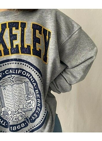 m Beden gri Renk Unisex Berkeley Baskılı Sweatshirt 