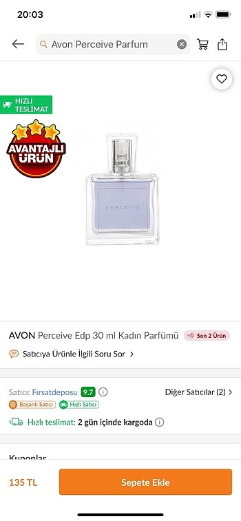 Avon Perceive 30 ml bayan parfüm