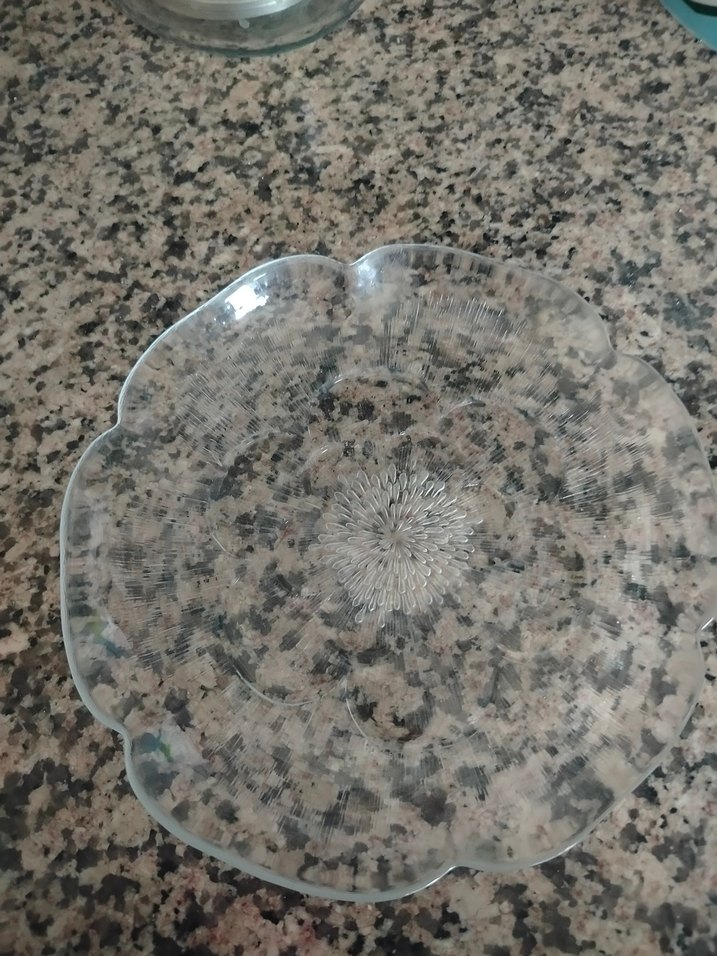 Çiçek Desenli Cam Tabak - Görsel 2