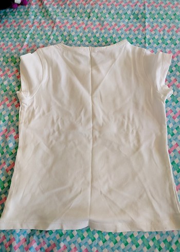 Kız Çocuk Beyaz Kısa Kollu Tişört - Görsel 2