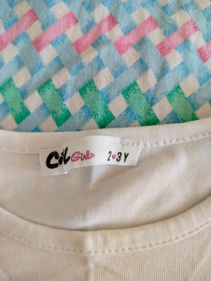 Kız Çocuk Beyaz Kısa Kollu Tişört - Görsel 3