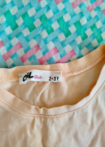 Kız Çocuk Pembe Fırfırlı Baskılı Tişört - Görsel 3