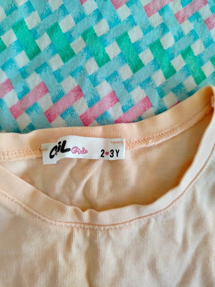 Kız Çocuk Pembe Fırfırlı Baskılı Tişört - Görsel 3