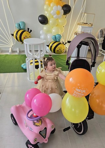9-12 Ay Beden Bej Tül kelebek detaylı kız elbise