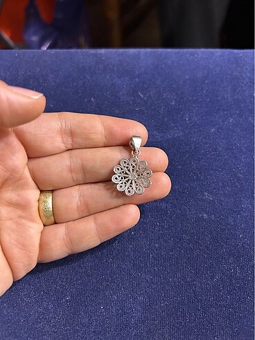 Sterling silver Telkari Çiçek Kolye Ucu