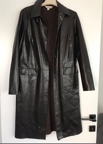 Kadın Kahverengi Uzun Deri Ceket - Görsel 5