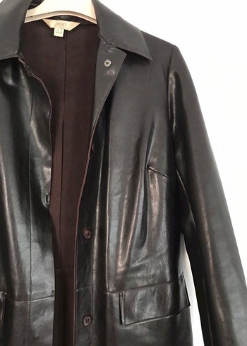 Kadın Kahverengi Uzun Deri Ceket - Görsel 6