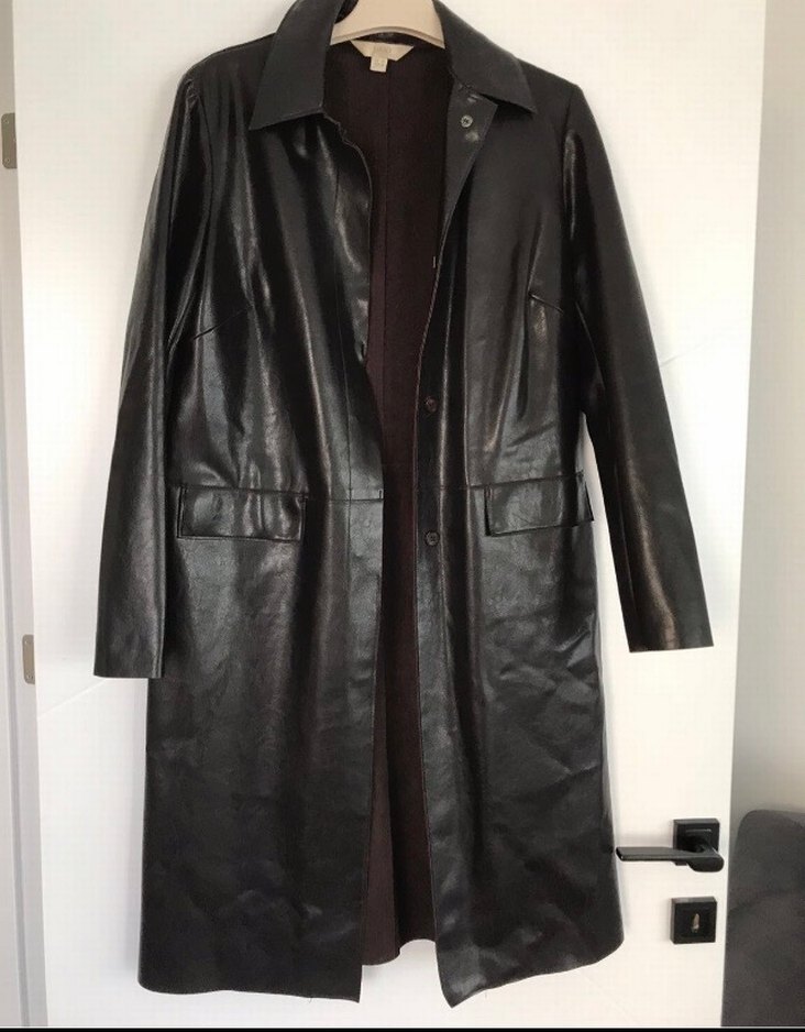 Kadın Kahverengi Uzun Deri Ceket - Görsel 5