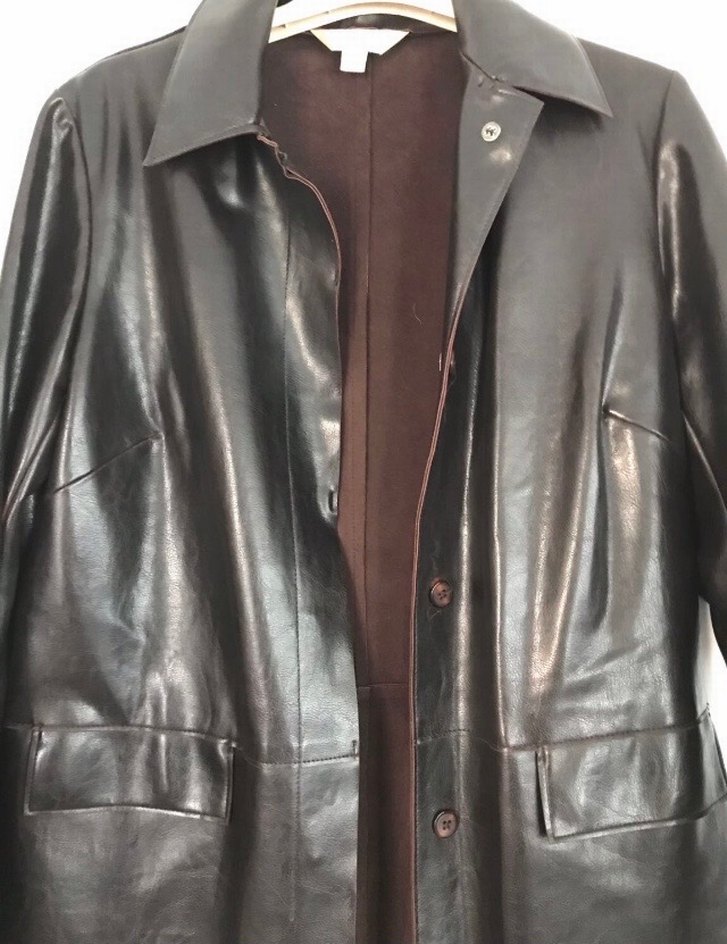 Kadın Kahverengi Uzun Deri Ceket - Görsel 2