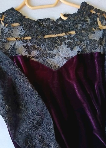 Abiye Uzun Mor Gotik Kadın Abiye Elbise