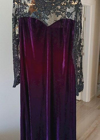 Uzun Mor Gotik Kadın Abiye Elbise