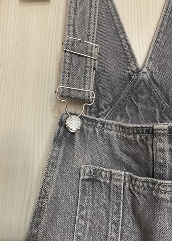 Gri Kadın Denim Uzun Tulum - Görsel 3