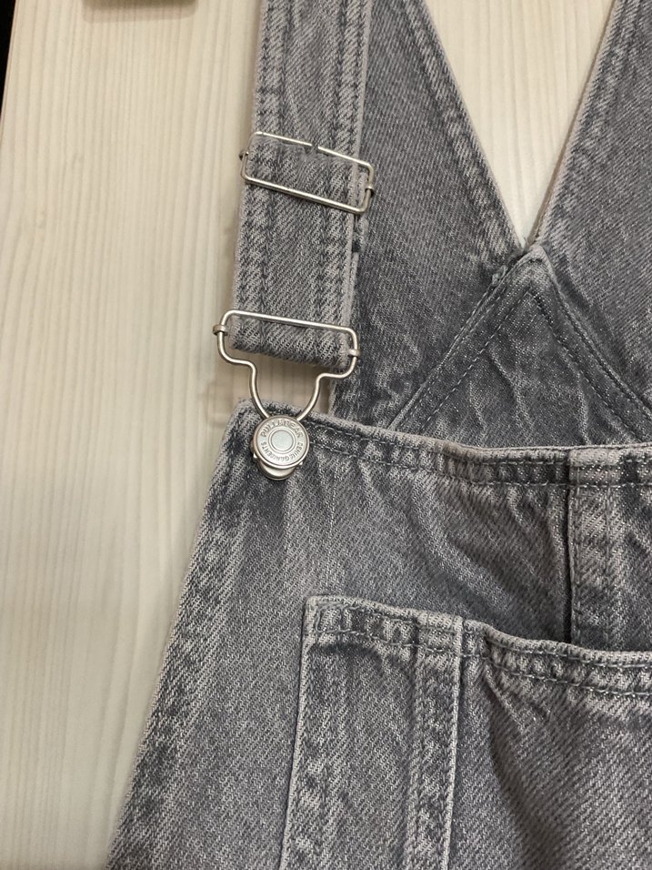 Gri Kadın Denim Uzun Tulum - Görsel 3