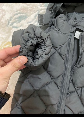 Kapüşonlu Gri  Çocuk Puff Mont - Görsel 5