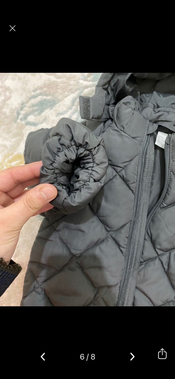 Kapüşonlu Gri  Çocuk Puff Mont - Görsel 5