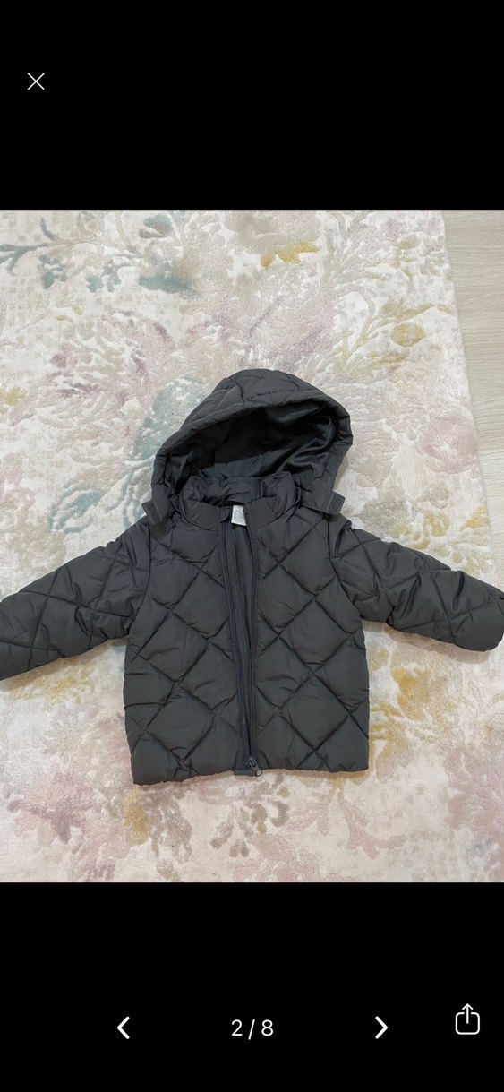 Kapüşonlu Gri  Çocuk Puff Mont - Görsel 2