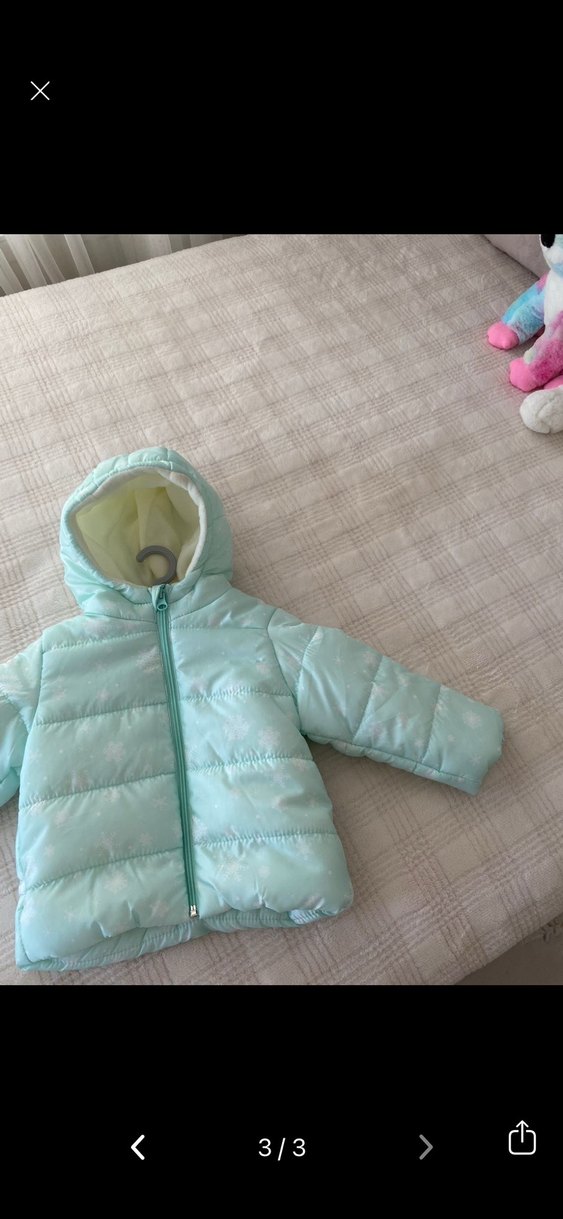 Yeşil Desenli Kız Çocuk Boğazlı Mont - Görsel 3