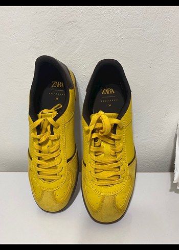 Sarı Bağcıklı Stiletto Topuklu Spor Ayakkabı - Görsel 4