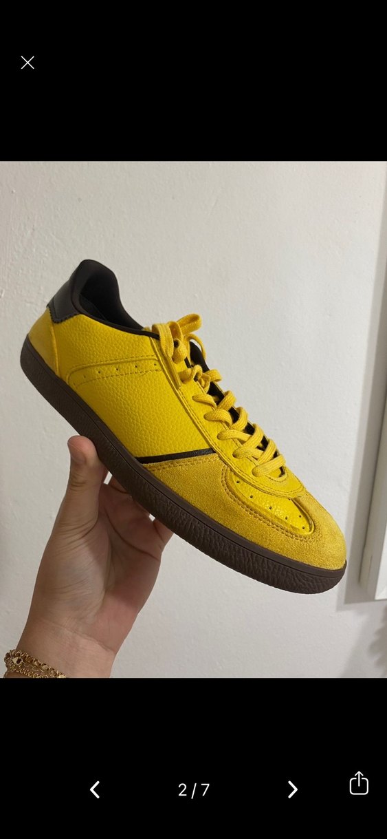 Sarı Bağcıklı Stiletto Topuklu Spor Ayakkabı - Görsel 2