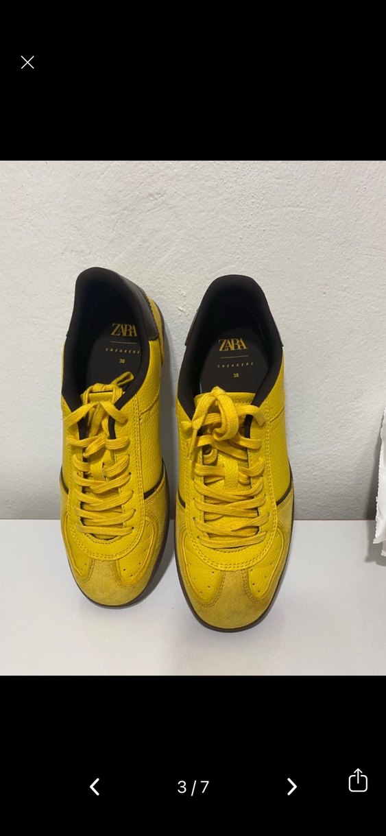 Sarı Bağcıklı Stiletto Topuklu Spor Ayakkabı - Görsel 4