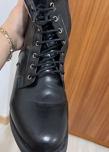 Siyah Deri Gotik Stiletto Topuklu Bot - Görsel 6