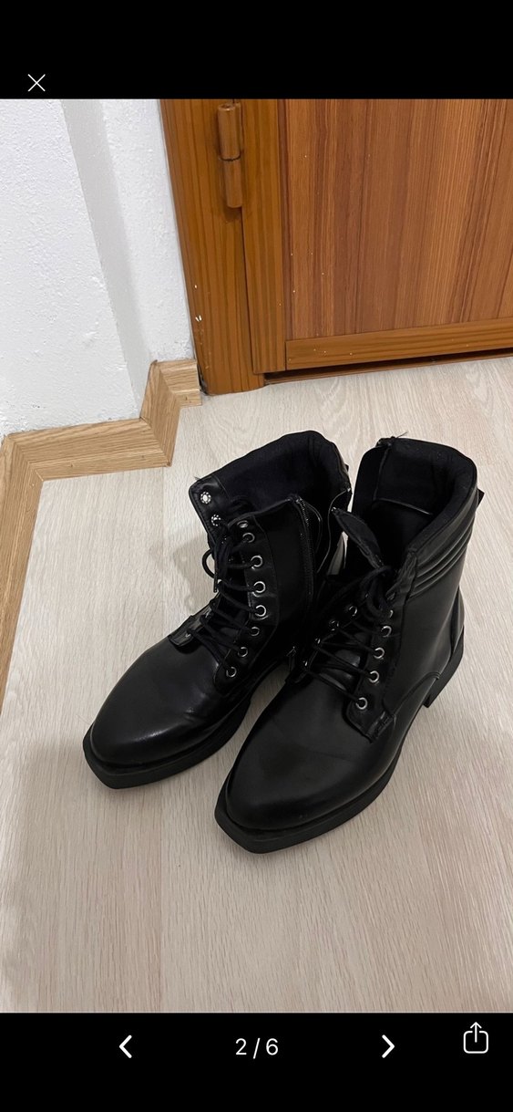 Siyah Deri Gotik Stiletto Topuklu Bot - Görsel 2