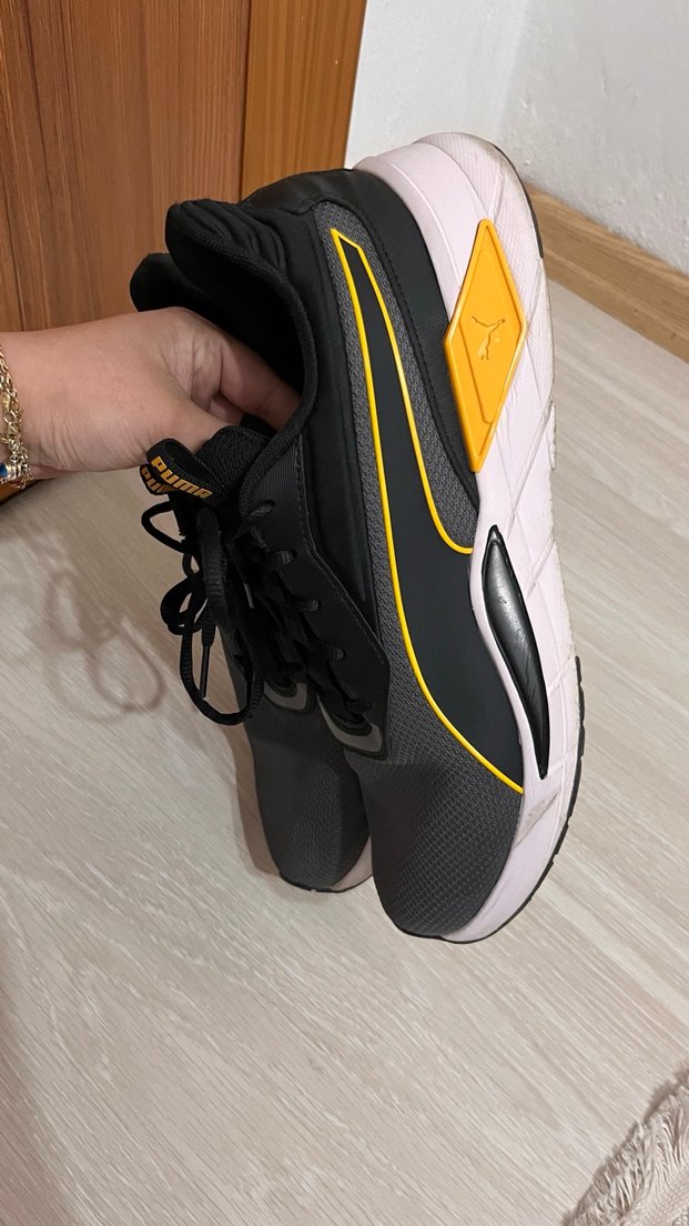 Siyah Sarı Bağcıklı Erkek Spor Ayakkabı - Görsel 4