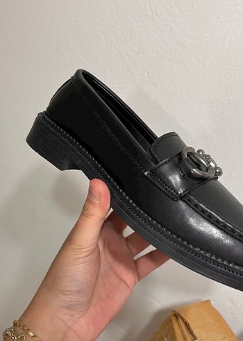 Siyah Deri Tokalı Kadın Loafer - Görsel 3