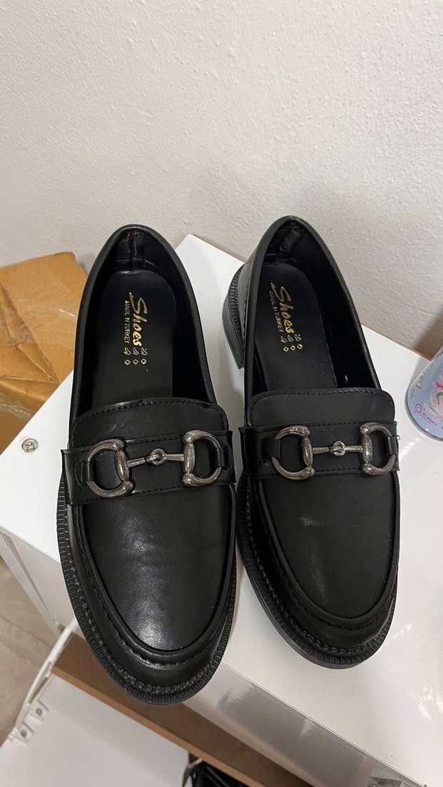 Siyah Deri Tokalı Kadın Loafer - Görsel 5