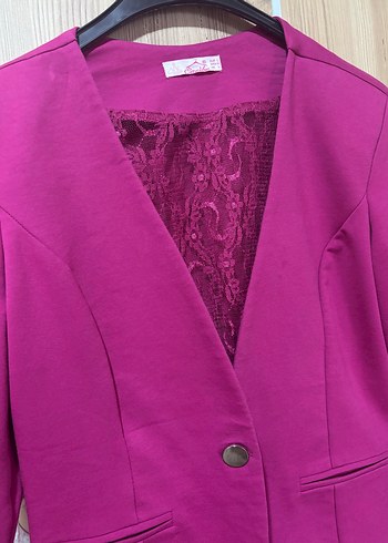 l Beden Pembe Düğmeli Kadın Blazer Ceket
