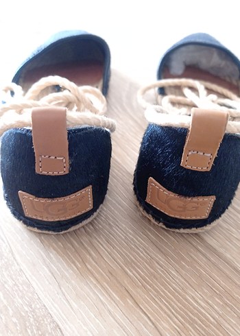UGG Kadın Lacivert Kürklü Denim Dolgu Topuk Espadril - Görsel 3
