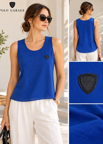 Polo Garage Canli Mavi Polo Garage Kolsuz Bluz