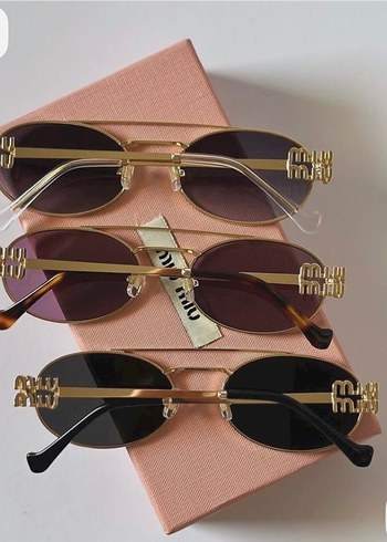 mıu mıu yeni sezon Altın Retro Kadın Güneş Gözlüğü - Görsel 4