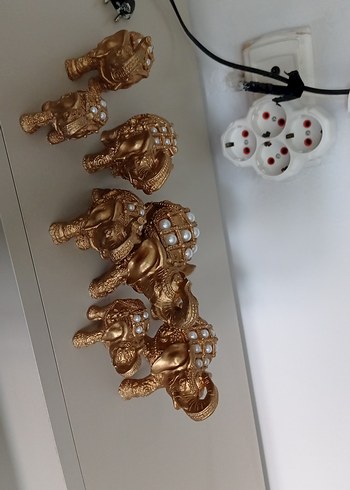 Parlak Altın Renkli Fil Figürleri Seti - Görsel 2