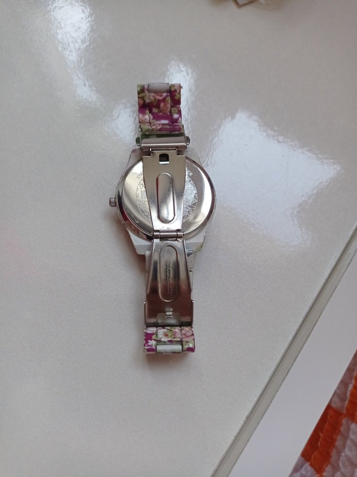 Çiçek Desenli Pembe Kadın Kol Saati - Görsel 2