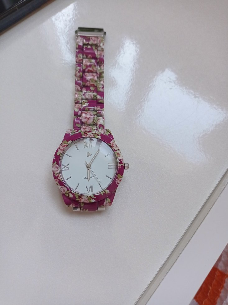 Çiçek Desenli Pembe Kadın Kol Saati - Görsel 4