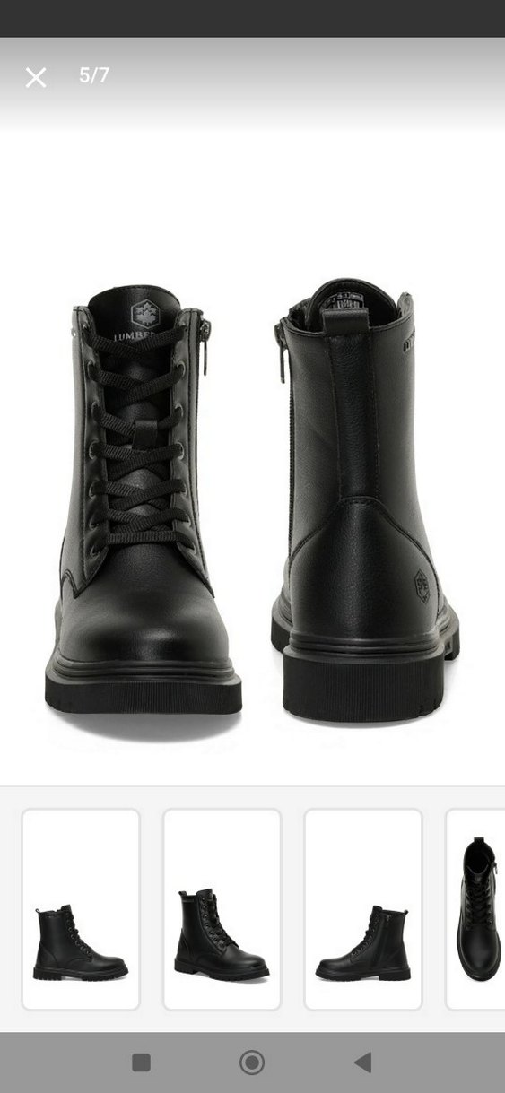 Siyah Bağcıklı Kadın Deri Bot orjinal lumbajek - Görsel 4