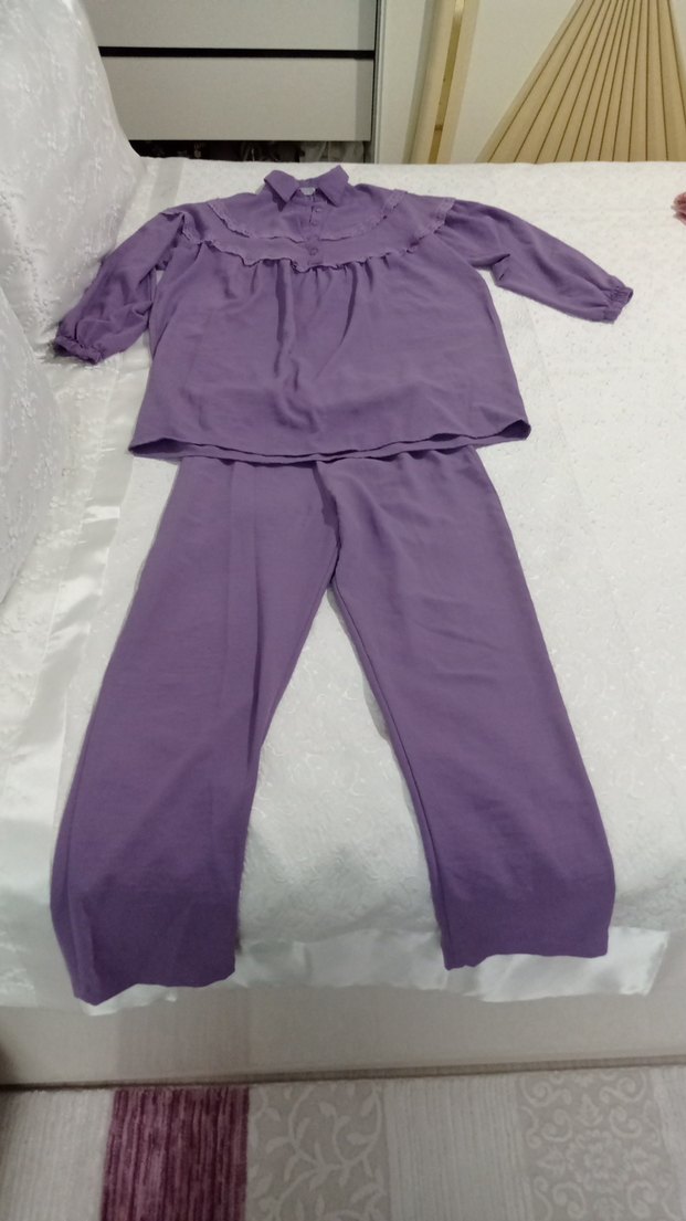 Mor Uzun Kollu Kadın ikili tunik takim - Görsel 3