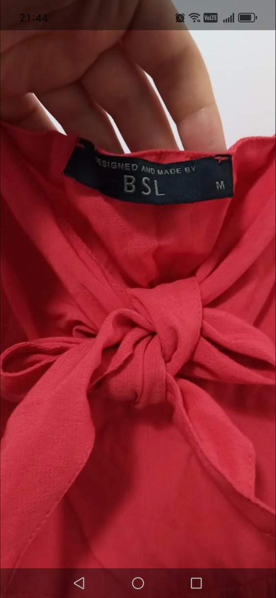 BSL Kırmızı V Yaka Düğmeli Uzun Elbise - Görsel 2