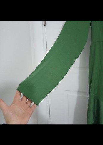 Vera moda Uzun Kollu asimetrik etek ucu Yeşil Elbise - Görsel 3