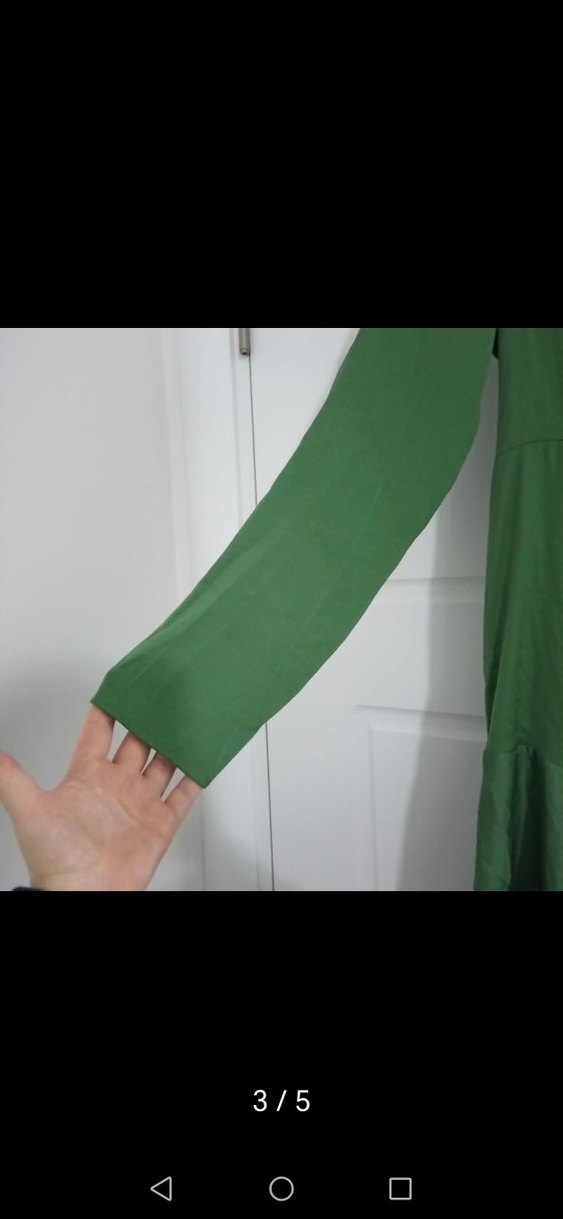 Vera moda Uzun Kollu asimetrik etek ucu Yeşil Elbise - Görsel 3