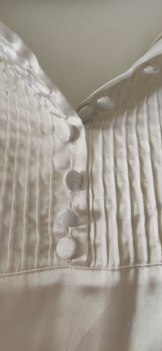 Romantik Ekru saten vintage Fırfırlı Bluz — görsel 2/10